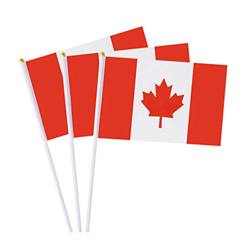 Canada Flag Canadian Small Stick Mini Hand Held Flags Decorations 1 Dozen (12 pack)