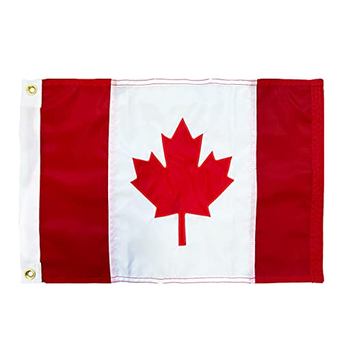 Homissor Canadian Flag Embroidered Canada National Boat Flags 12x18 Inch Sewn Stripes Heavy Duty Outdoor with Brass Grommets