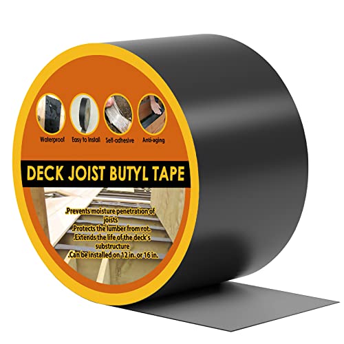 JOAPRIL Deck Joist Tape 4" x 50', Butyl Joist Tape for decking, Waterproof and Anti-Corrosion Deck Joist Flashing Tape for Top of Joists, Rim Joists, Under Joists and Beams-1 Rolls