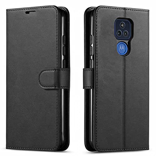 STARSHOP] Moto G Play 2021 Case, Motorola G Play 2021 Case, with [Tempered Glass Screen Protector Included] PU Leather Wallet Shockproof Phone Cover Kickstand W/Pocket Card Slots Magnet Closure-Dark