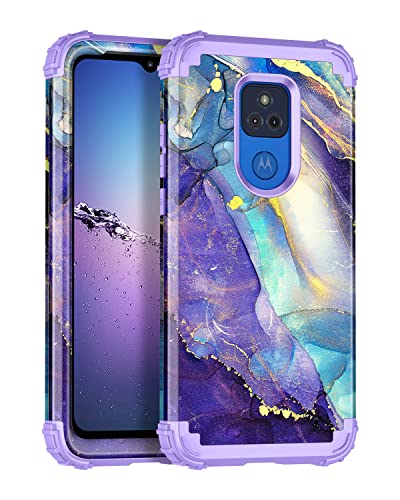 Rancase Compatible with Moto G Play 2021 Case,Three Layer Heavy Duty Shockproof Protection Hard Plastic Bumper +Soft Silicone Rubber Protective Case for Motorola G Play 2021,Purple