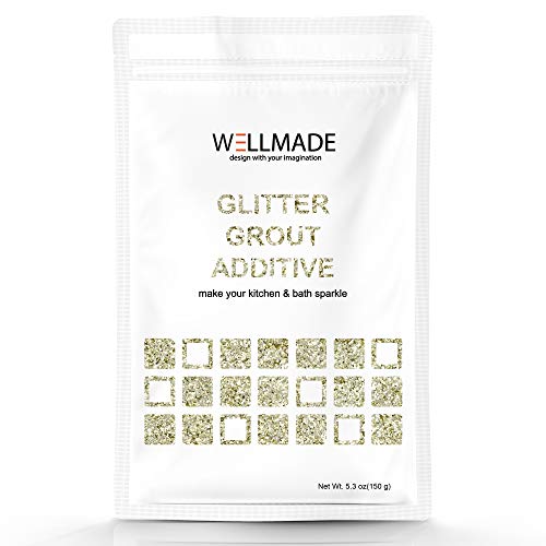 Glitter Grout Tile Additive 150g/5.3oz Glitter for Wall/Floor Tile Grout-DIY Home Wet Room Bathroom Kitchen Sparkle, Add/Mix with Epoxy Resin or Cement Based Grout (150g/5.3oz, Champagne Gold)