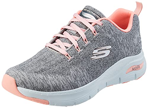 Skechers Women's Low-Top Sneaker, Gray Knit Pink Trim, 9.5