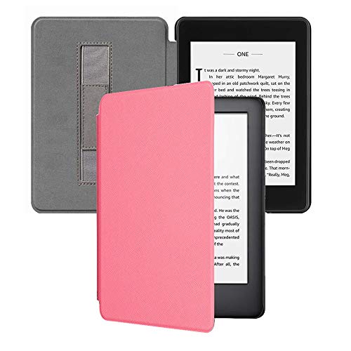 CLARKCAS Slim Case for All-New Kindle 2019 10th Generation, Lightweight Leather Magnetic Smart Cover with Auto Sleep/Wake for Amazon E-Reader All-New Kindle 2019 with Hand Grip Strap, Pink