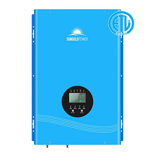 UL1741 10000W DC 48V MPPT Solar Inverter Charger,Low Frequency Pure Sine Wave Split Phase Inverter AC Input 240V to Output 120V / 240V, with 80A AC Charger, Off Grid Inverter Made by SUNGOLDPOWER