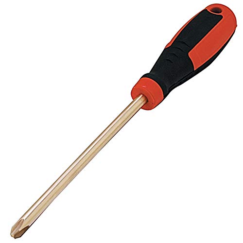 CS Unitec | Copper-Beryllium Phillips Head Industrial Screwdriver | Non-Sparking, Non-Magnetic, Corrosion Resistant | 3.5mm Tip x 4" Round Shank, TUV Certified