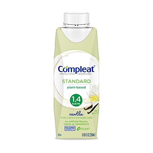 Compleat Standard 1.4 Plant-Based Tube Feeding Formula, No Artifical Flavors, Colors or Sweeteners, Vanilla, 8.45 Fl Oz (Pack of 24)