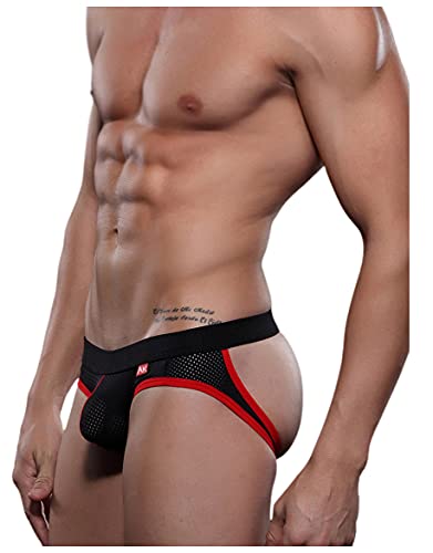 Arjen Kroos Men's Jockstrap Underwear Sexy Mesh Jock Strap,A1-ak7003-black,Large