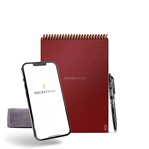 Rocketbook Flip - with 1 Pilot Frixion Pen & 1 Microfiber Cloth Included - Scarlett Cover, Executive Size (6" x 8.8")