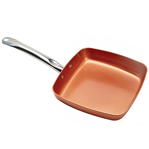 Copper Chef 9.5 Inch Square Frying Pan -Skillet with Ceramic Non Stick Coating. Perfect CookwareForSaute And Grill