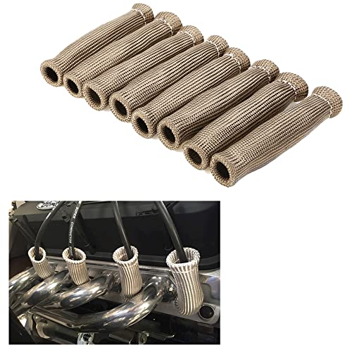 Titanium Spark Plug Wire Boots Thermal Protection Insulator Sleeve, 2500 Degree Heat shield Cover Wrap 6 inch for Car Truck 8PCS