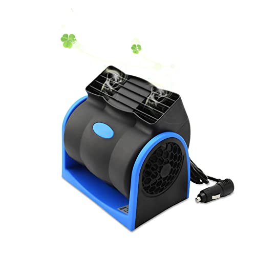 KAGOR Car Fan 12V, No Leaf Quiet Cooling Fan, RV Fan Powerful Ventilation, Squirrel Cage Fan, 2 Speed Electric Dash Fan Air Conditioner with Cigarette Lighter Plug for Auto SUV Vehicle Van, 7W(Blue)