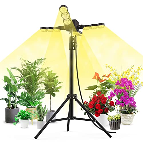 SANSI LED Grow Light with Ceramic Technology, 600W Equivalent Grow Lamp with Tripod Stand, 60W Power Full Spectrum Plant Lights with Optical Lens for High PPFD, PPF 96 mol/s for Seeding and Growing