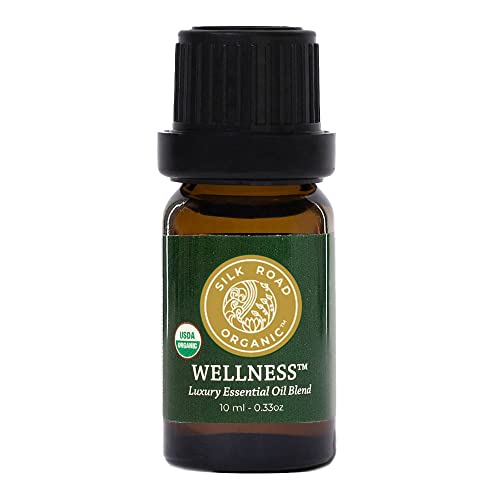 Organic Wellness Essential Oil Vitality Blend - 100% Pure USDA Certified Frankincense, Cypress, Cedarwood, Clary Sage, Orange - Thrive Naturally, 10 ml Dropper by Silk Road Organic