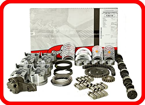 Master Engine Rebuild Kit COMPATIBLE WITH 67-85 Chevrolet SBC 350 5.7L V8 w/ Stage-1 HP Cam & Flat-Top Pistons