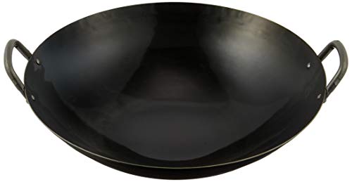 Yamada Iron Wok Loop Handle, 13 inch (33 cm), Circle Bottom stir pan, Half inch Thickness