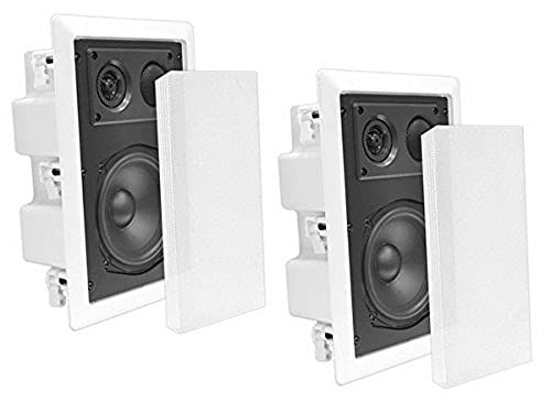 Pyle In-Wall / In-Ceiling Dual 5.25'' Enclosed Speaker Systems, 2-Way Flush Mount Stereo Speakers (Pair)