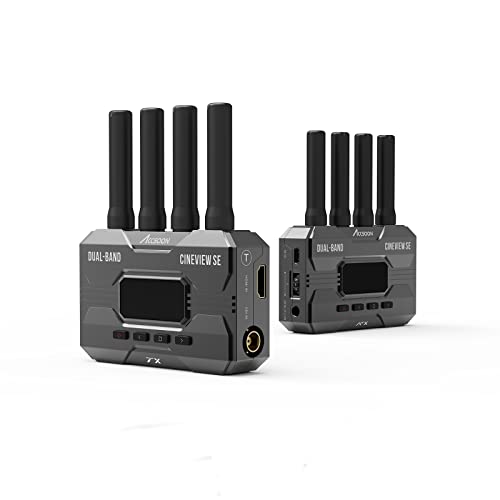 ACCSOON CineView SE Wireless Video Transmission System 2.4-5Ghz2.4-5Ghz Dual Channel Wireless HDMI&SDI Transmitter and Receiver 1080p 60fps 0.05 Latency 1200ft Range up to 4 Devices Monitoring