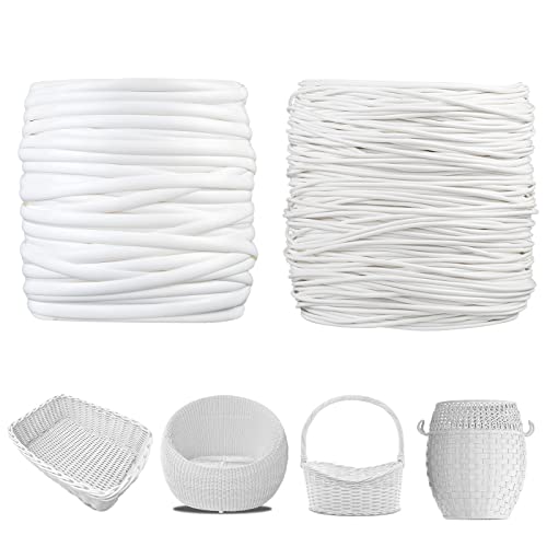 fammom Patio Furniture Wicker Repair Kit Synthetic Rattan Material for Patio Chair Sets Knit and Replacement DIY Garden Outdoor Patio Furniture Sofa Table,Fruit Baskets, vases, etc(White