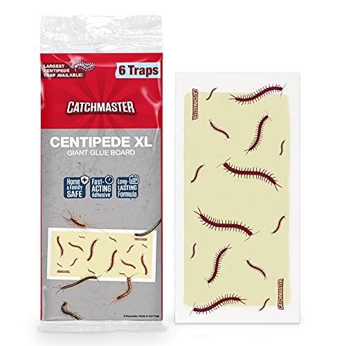 Catchmaster Centipede XL Giant Glue Boards 6-PK, Adhesive Bug Catcher, Cricket, Roach, Scorpion & Spider Traps for Home, Centipede Killer, Insect Glue Traps for House & Garage, Pet Safe Pest Control