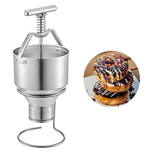 Manual Donut Depositor 5L, Dount Machine Dropper Plunger Dough Batter Dispenser Hopper with Stand, 6 Adjustable Thicknesses Mini Donut Maker, Home Commercial Use DIY Cake Pastry Baking Tools