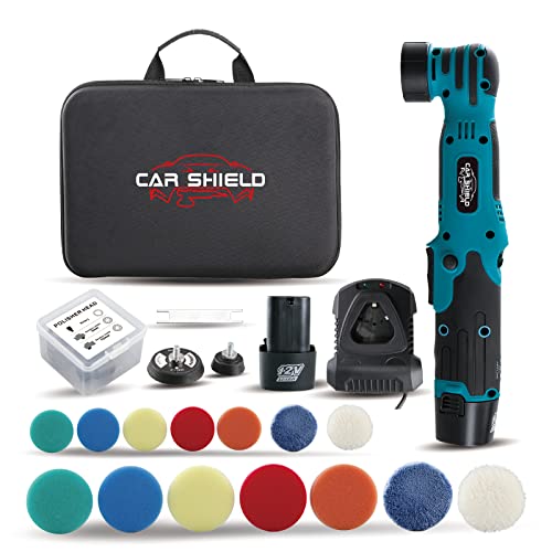 Cordless Car Buffer Polisher Kit 12V W/ 2 Batteries Fast Charger With Rotary,3mm and 12mm Random 3 Functions Orbital Polisher Head Nano Mini Car Polisher