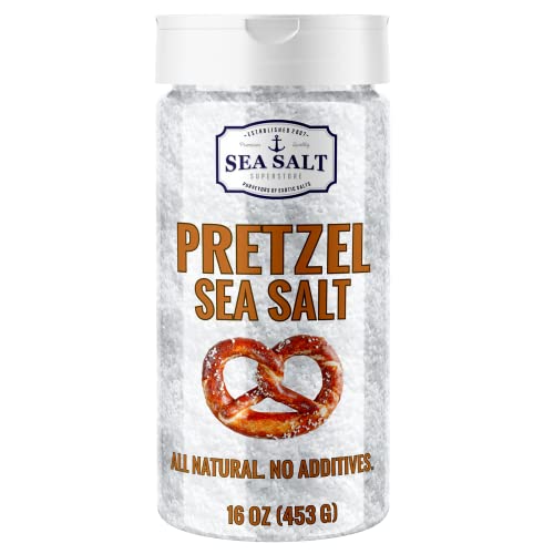 Pretzel Salt for Soft Pretzels, Food Grade Salt for Pretzels and Bagels, Heat Resistant Course Sea Salt for Soft Pretzel Dough, 1lb Shaker - Sea Salt Superstore