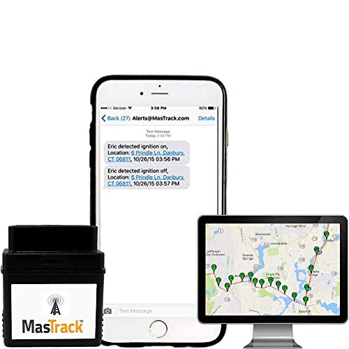 MasTrack- Premium Car GPS Tracker W/No Monthly Fee | Track On Computer Smartphone | Track Fleet Monitoring, Teens, Family| Plug to OBD Port for Alerts & Engine Diagnostics