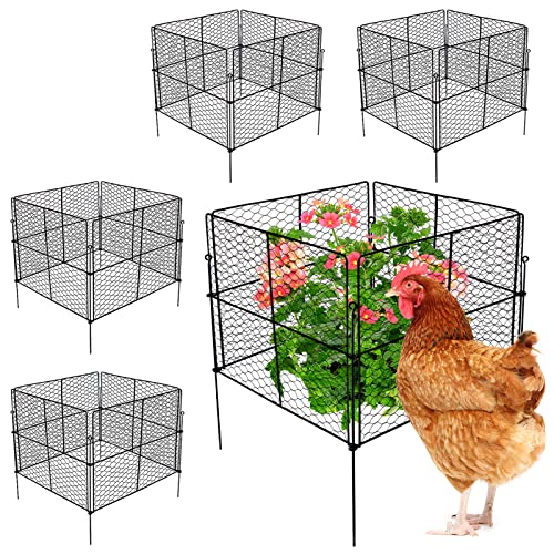 Bigmeta Set of 5 Plant Protector from Animals,13.8'' L x 13.8'' W x 11.8'' H Heavy Duty Chicken Wire Mesh Plant Cage, Protect Vegetables Shrubs Plants Flowers from Rabbits Animals