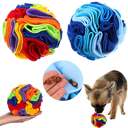 2 Packs Snuffle Ball for Dogs Stress Relief Interactive Dog Enrichment Toys Dog Sniff Mat Pet Snuffle Ball Toy Foraging Mat Dogs Treat Ball Pad Dog Puzzle Toys for Anxiety Relief Enhance Sniffing