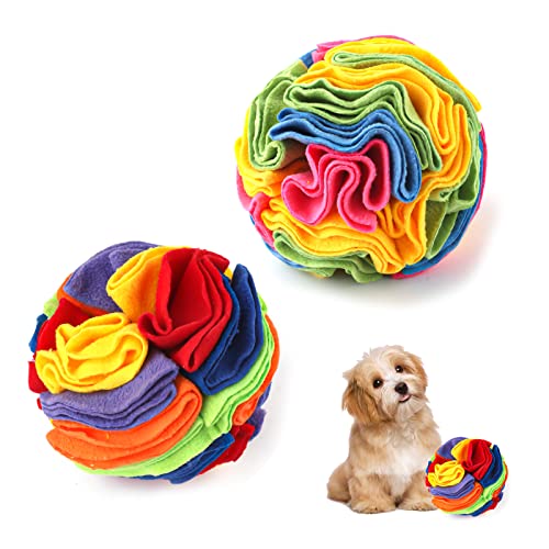 2pcs Dog Snuffle Ball Toy, 5.9inch Natural Foraging Snuffle Ball for Dogs Interactive Dog Sniffing Ball Puzzle Toys Dog Treat Ball for Stress Relief, Training Mental & Physical Ability (2 Styles)