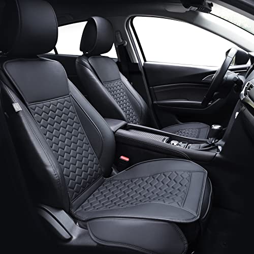Elantrip 2PCs Front Car Seat Covers Leather Car Seat Protector Waterproof Anti-Slip Padded Seat Protector for Front Seats 1 Pair Fits Most Car Black