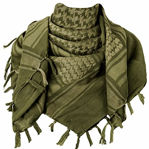 Military Shemagh Tactical Desert Scarf, 100% Cotton Keffiyeh Neck Head Scarf Wrap for Men Women,Foliage