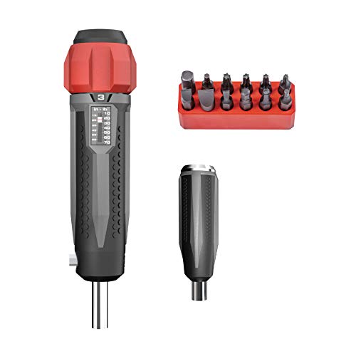 Real Avid Gunsmithing Torque Wrench Kit | All in One Torq Driver Tool with Screwdriver Bit Set & Accurate 1 Inch/Pound Setting for Precision Scope Mounting. Driver & BITS ONLY,Grey/Red