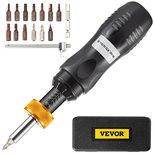 VEVOR Torque Screwdriver, 1/4" Drive Screwdriver Torque Wrench, Torque Screwdriver Electrician 10-70 in/lbs Torque Range Accurate to 5%, Adjustable inch Pound Torque Screwdriver with Bits & Case