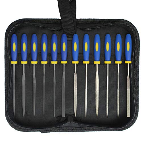 KALIM 2 Sets Carbon Steel File and Diamond File(Total 12pcs), Suitable for Metal, Wood, Jewelry, Model, DIY and Nearly All Uses, Packed in A Carry Bag.