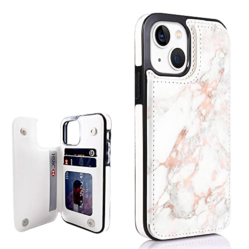 uCOLOR Rose Gold Marble Flip Case Wallet Compatible with iPhone 13 Mini 5.4"" Card Holder Slim Fit Sleeve with Card Slots Kickstand Protective Case for iPhone 13 Mini 5.4 inch