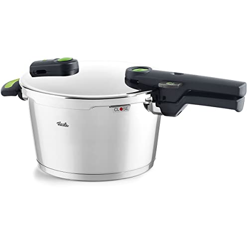 Fissler Stainless Steel Vitaquick Green Pressure Cooker with Steel Lid & Steamer Insert, For All Cooktops, 4.8 Quarts