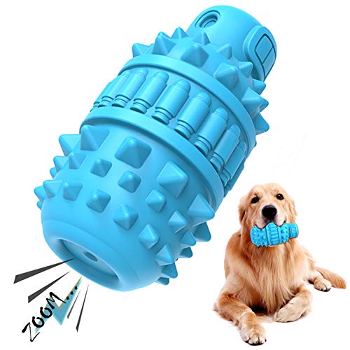 PIFFZEDO Dog Toy for Aggressive Chewer Large Medium Nearly Indestructible Super Chew Dog Toys Squeaky Dog Birthday Toy Dog Toothbrush Interactive Tough Durable Dog Toys Natural Rubber(Azure,Large)