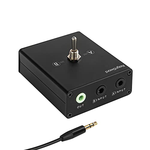 3.5 mm Audio Switcher, 2 Ports Audio Splitter Box (2 in 1 Out / 1 in 2 Out) Mini Headphone Manual Selector Converter with Bonus 47.2 in (120 cm) Cable, No External Power Required