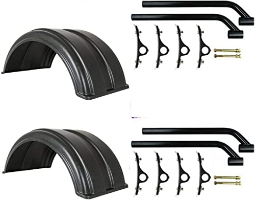 2 + 2, Buyers Products (2) 8590017-x2 Polymer Fenders and (2) 8591000-x2 Mounting Brackets. Fits Trucks with 16" to 17" Dual Rear Wheels.