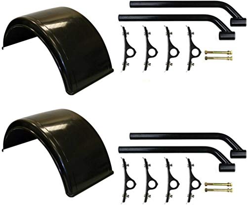 Buyers Products 8590195-x2, 8591000-x2, Two Smooth Polymer Fenders and Mounting Brackets. Fits Trucks with 18" to 19.5" Dual Rear Wheels.