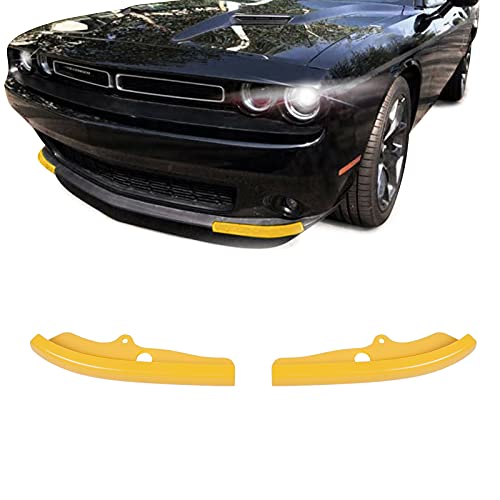 Hoolcar Front Bumper Lip Splitter Protector Front Shovels Cover for 2015-2021 Dodge Challenger Scat Pack R/T GT SRT Plus, Yellow, 2PCs