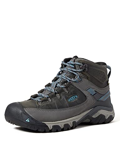 KEEN Women's Targhee 3 Mid Height Waterproof Hiking Boots, Magnet/Atlantic Blue, 9