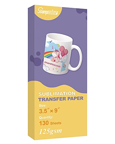 Stampcolour Sublimation Paper Heat Transfer Paper 3.5x9 inch 130 Sheets for Any Epson HP Canon Sawgrass Inkjet Printer with Sublimation Ink for Mug,Sublimation Tumblers DIY 125g