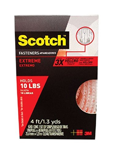 Scotch Extreme Fasteners, 1" X 4 Ft, Clear, 2/Pack