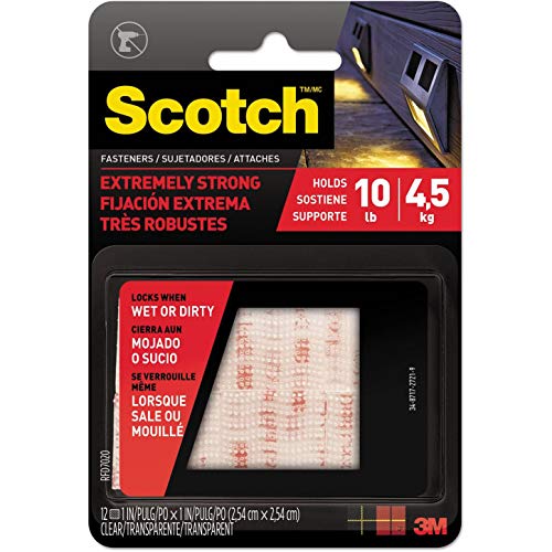 Scotch Extreme Fasteners, 1" X 1", White, 6/Pack