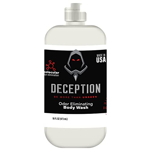 Deception Scents Hunting Body Wash - 16oz Scent Free Body Wash Hunting Soap, Scent Killer for Hunting - Molecular-Level Scent Control for Hunting, Helps Removes Bacteria and Odors - Made in the USA