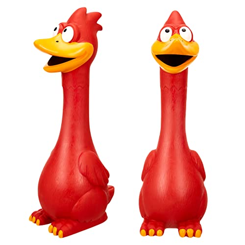 Horse Toys Latex Squeaky Squeeze Chicken Squeak Turkey Horse Balls for Play Fake Screaming Chicken Toys for Horses Soccer Ball for Reduce Separation Anxiety Noise Maker Squeaker Funny Prank (Red)