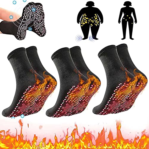 Alvo Feet Socks, AFIZ Tourmaline Health Sock,Magnetic Self-Heating Shaping Socks,VeinesHeal Hyperthermia Socks,Foot Massage Thermotherapeutic Sock for Man Women (3 Pair Black)